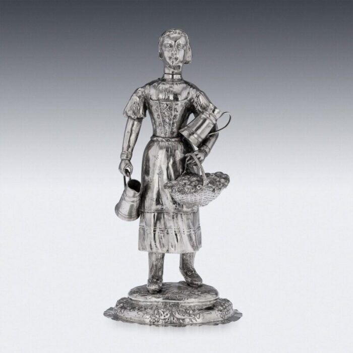 19th century german silver figure of a fruit seller 1880 3