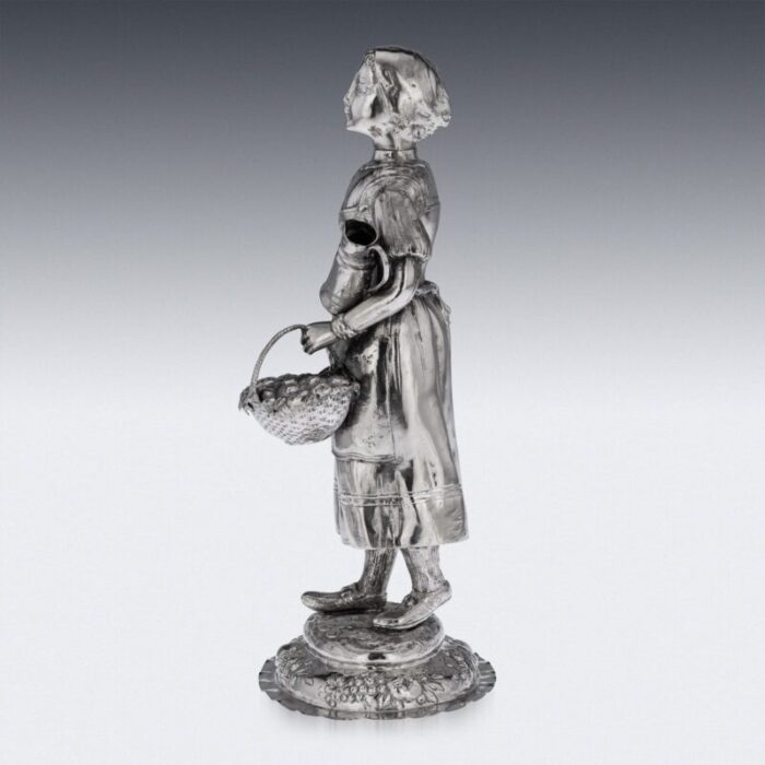 19th century german silver figure of a fruit seller 1880 4