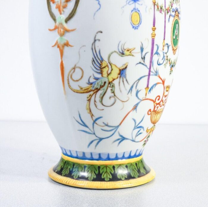 19th century hand painted ceramic vases set of 2 5