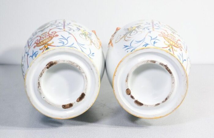 19th century hand painted ceramic vases set of 2 8