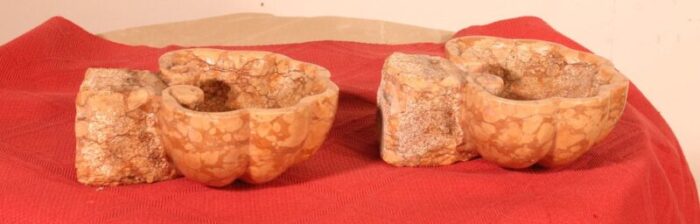 19th century marble fonts set of 2 10