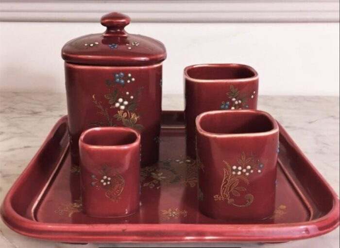 19th century napoleon iii french red earthenware ashtrays from de bruyn fives 1860s set of 5 3