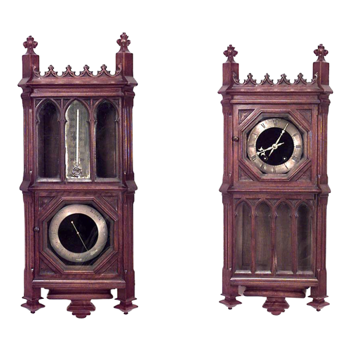 2 piece victorian gothic revival barometerthermometer set a pair 1645