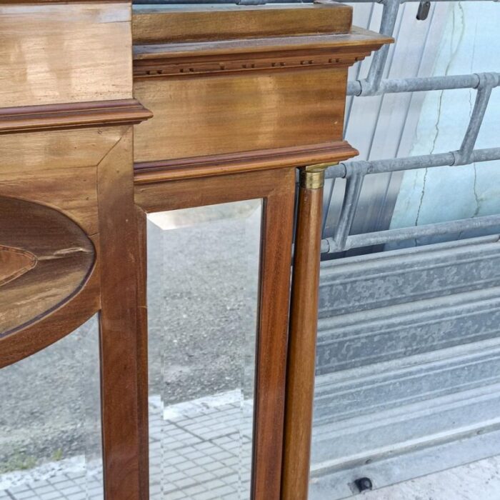 20th century empire style mirror with bevelled glass and veneered frame in walnut 4