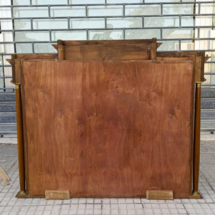 20th century empire style mirror with bevelled glass and veneered frame in walnut 8