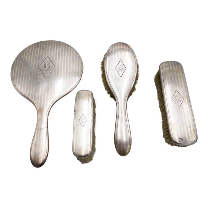 4 piece american victorian silver brush and mirror set 8628