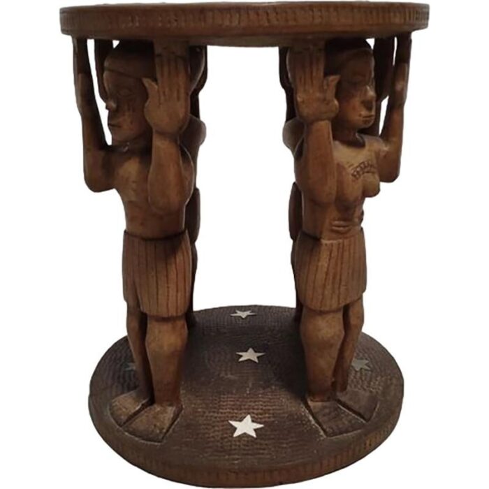 african hand carved side table 3196