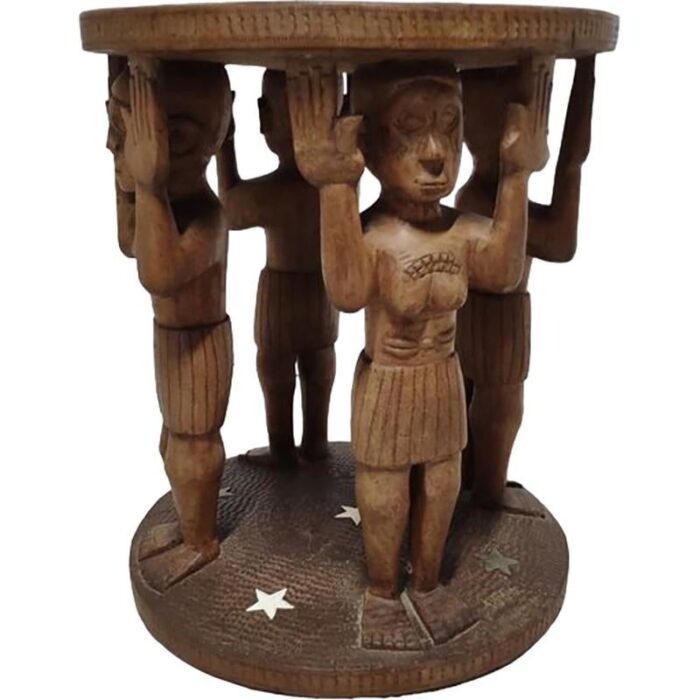 african hand carved side table 5078