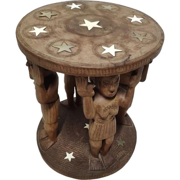 african hand carved side table 9114