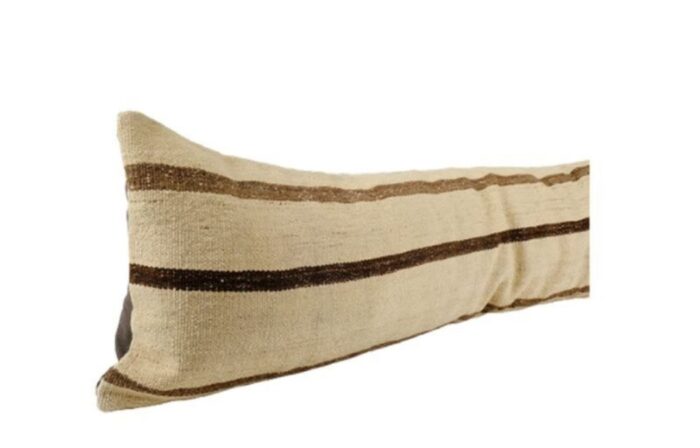 anatolian striped hemp lumbar kilim cushion cover 2