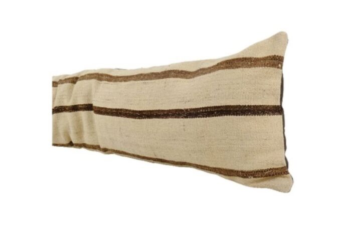 anatolian striped hemp lumbar kilim cushion cover 3