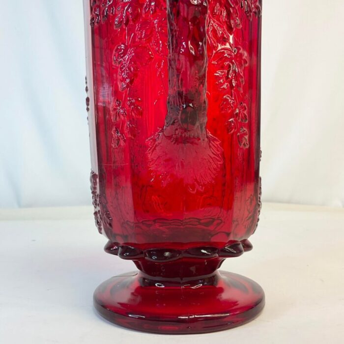 antique art deco hollywood regency indiana glass red pitcher 1232