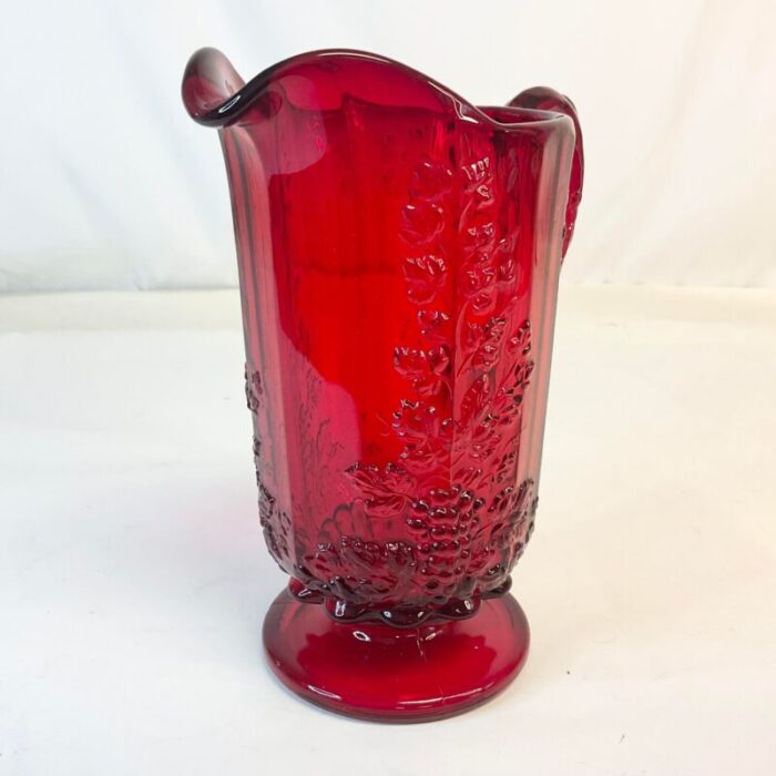 antique art deco hollywood regency indiana glass red pitcher 5036