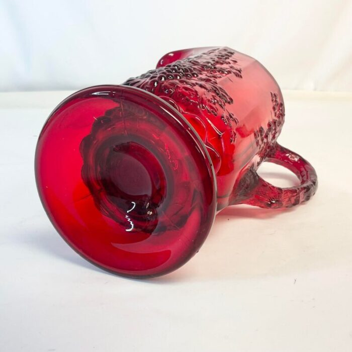 antique art deco hollywood regency indiana glass red pitcher 7274