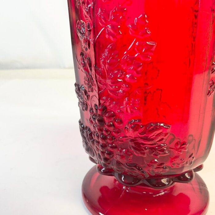 antique art deco hollywood regency indiana glass red pitcher 7795