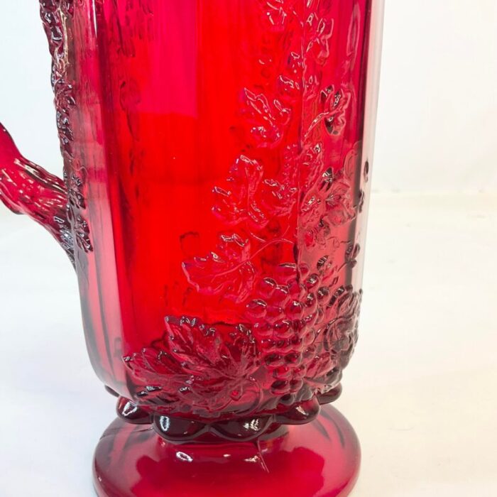 antique art deco hollywood regency indiana glass red pitcher 9435