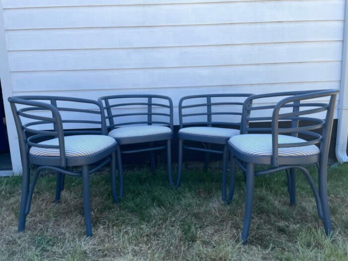 antique early 20th century thonet bentwood cafe barrel dining chairs set of 4 4399