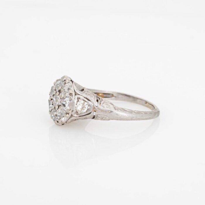 antique edwardian diamond cluster platinum round cocktail ring size 475 2043