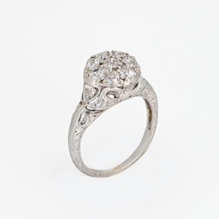 antique edwardian diamond cluster platinum round cocktail ring size 475 5709