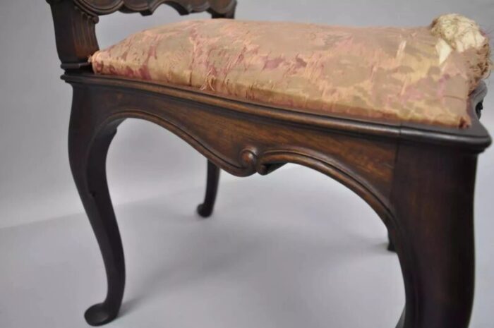 antique italian baroque carved walnut dining chair french style with fnished back 8059