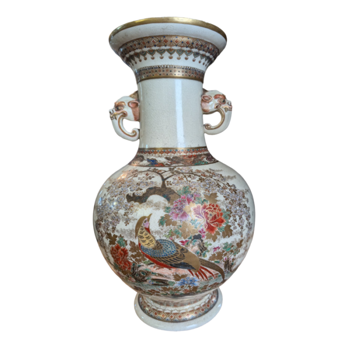 antique meiji satsuma vase with dragon handles 1332