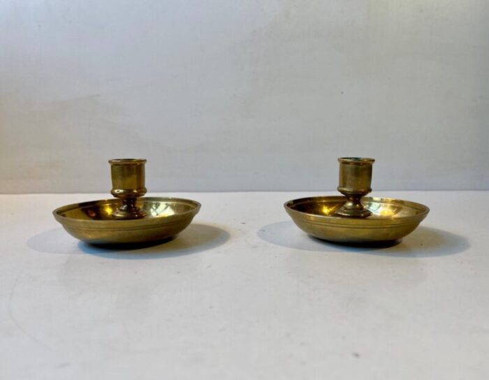 antique officers campaign travel candleholders in brass 1800s set of 2 1