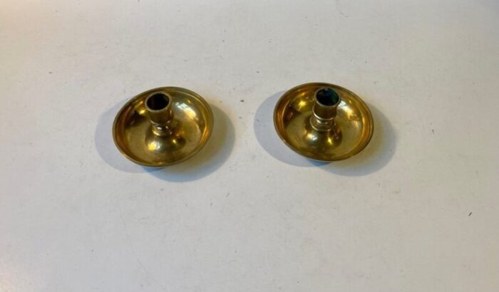 antique officers campaign travel candleholders in brass 1800s set of 2 3