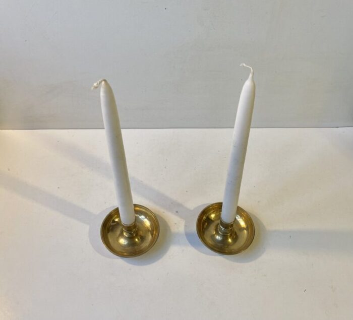 antique officers campaign travel candleholders in brass 1800s set of 2 4