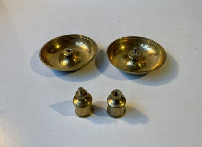 antique officers campaign travel candleholders in brass 1800s set of 2 5