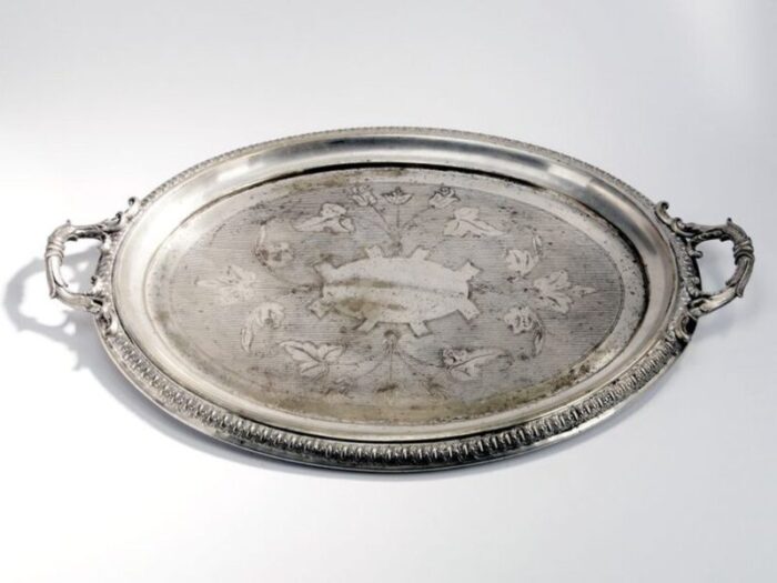 antique polish oval guilloshed tray from jarra 1890s 1