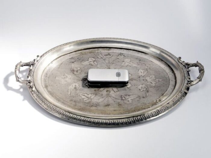 antique polish oval guilloshed tray from jarra 1890s 2