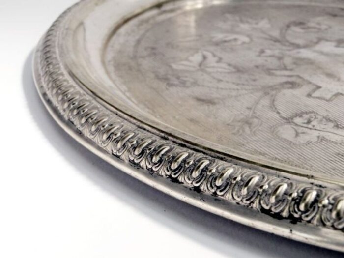 antique polish oval guilloshed tray from jarra 1890s 6