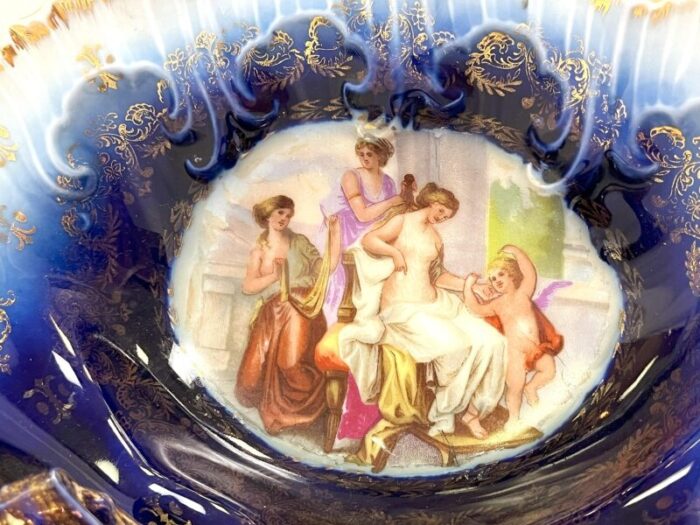 antique victoria carlsbad porcelain separated serving dish with handle made in austria 3184