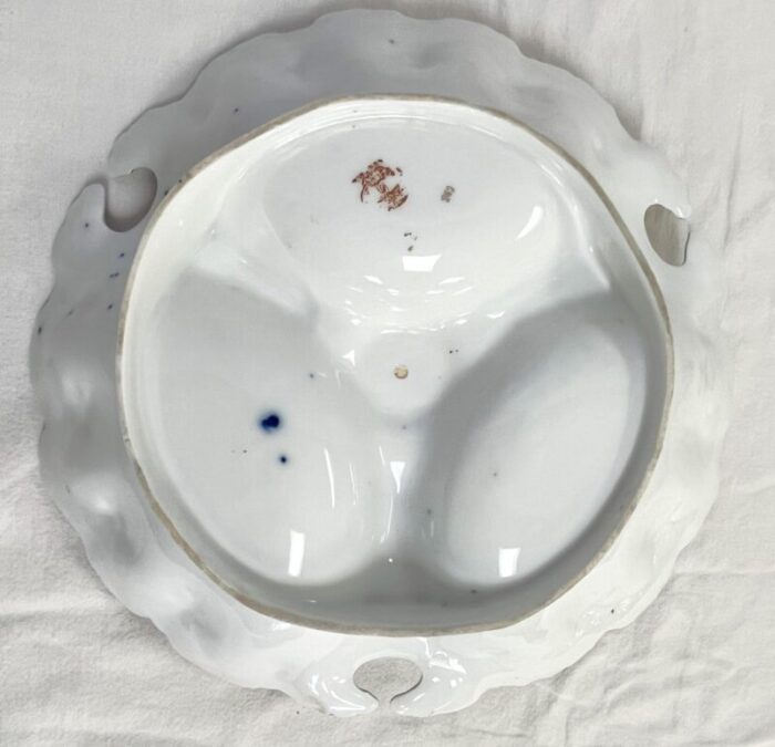 antique victoria carlsbad porcelain separated serving dish with handle made in austria 4971