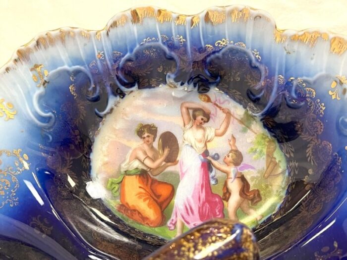 antique victoria carlsbad porcelain separated serving dish with handle made in austria 8655