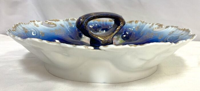 antique victoria carlsbad porcelain separated serving dish with handle made in austria 9730