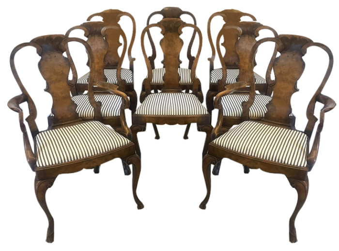 antique victorian burr walnut dining chairs 1880 set of 8 7248