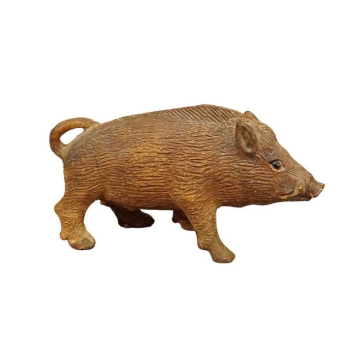 antique wild boar piggy bank in clay 1890s 2