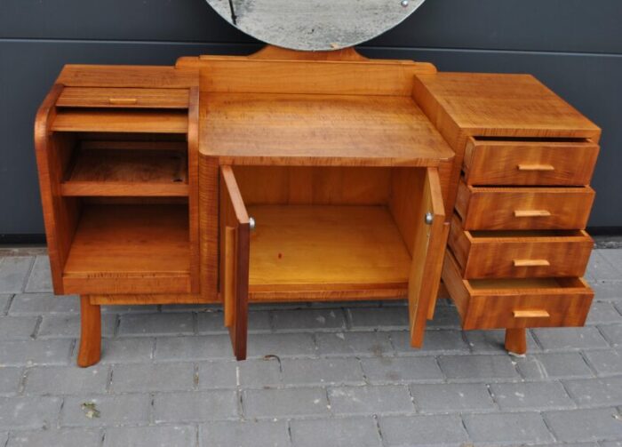 art deco birdseye maple vanity dressing table with mirror 1590