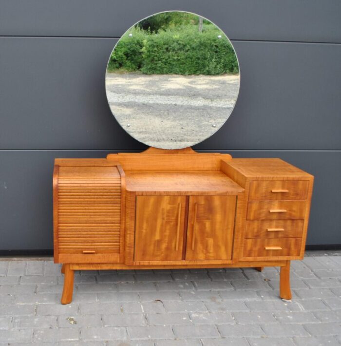 art deco birdseye maple vanity dressing table with mirror 9469