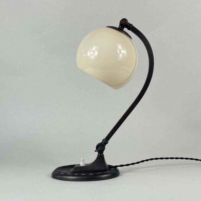 art deco bronzed metal and opaline glass table lamp germany 1920s 0504