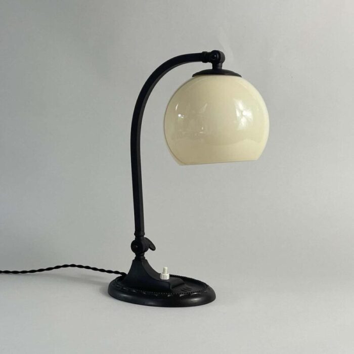 art deco bronzed metal and opaline glass table lamp germany 1920s 7901