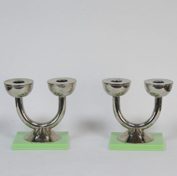 art deco candleholders 1930s set of 2 1