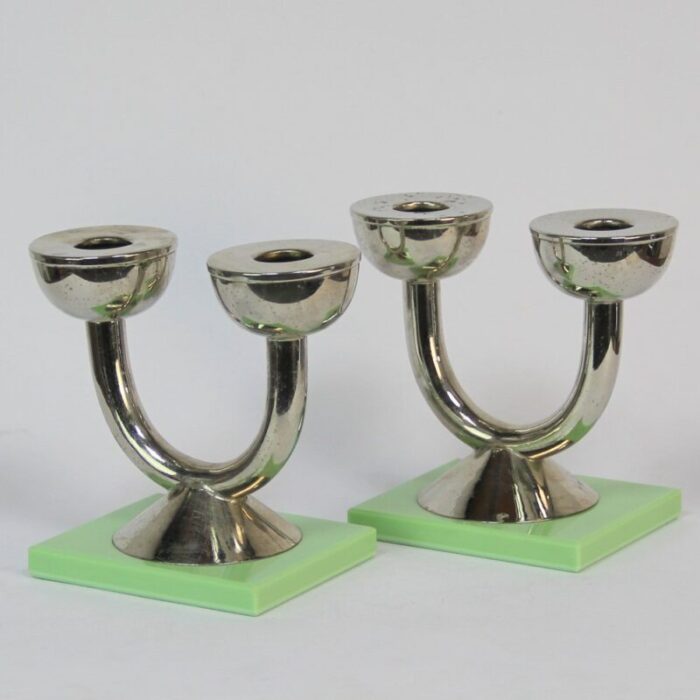 art deco candleholders 1930s set of 2 5