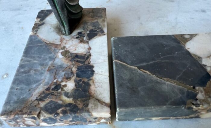 art deco marble and spelter bookends c 1930s set of 2 6297