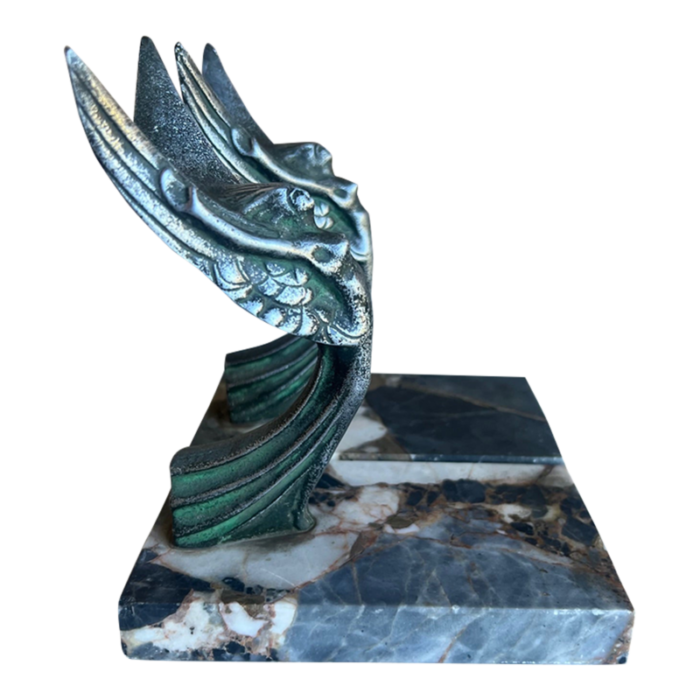 art deco marble and spelter bookends c 1930s set of 2 9441