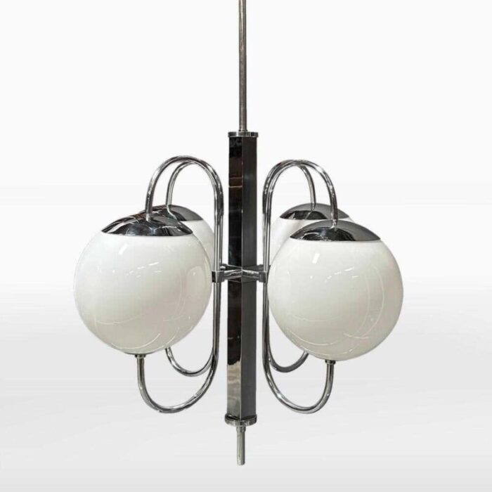 art deco nickel chandelier 1930s 8653