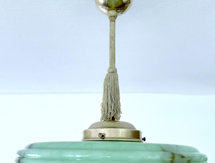 art deco pendant light in green glass 1930s 1182