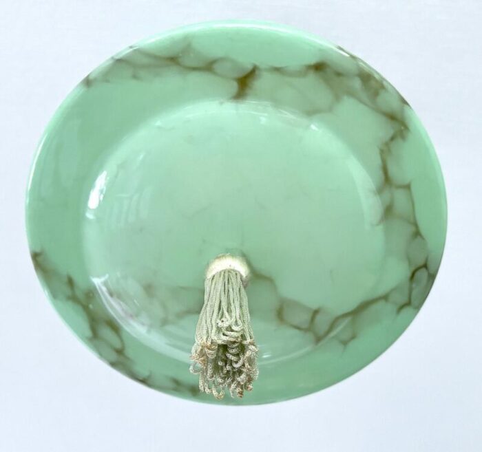 art deco pendant light in green glass 1930s 8262