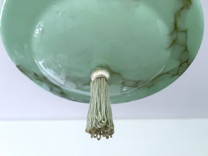 art deco pendant light in green glass 1930s 9734